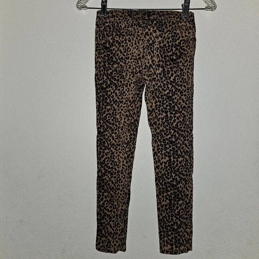 Old Navy Rockstar Jeggings Leopard Print Pants Girls Size 8 Skinny Leg Cheetah